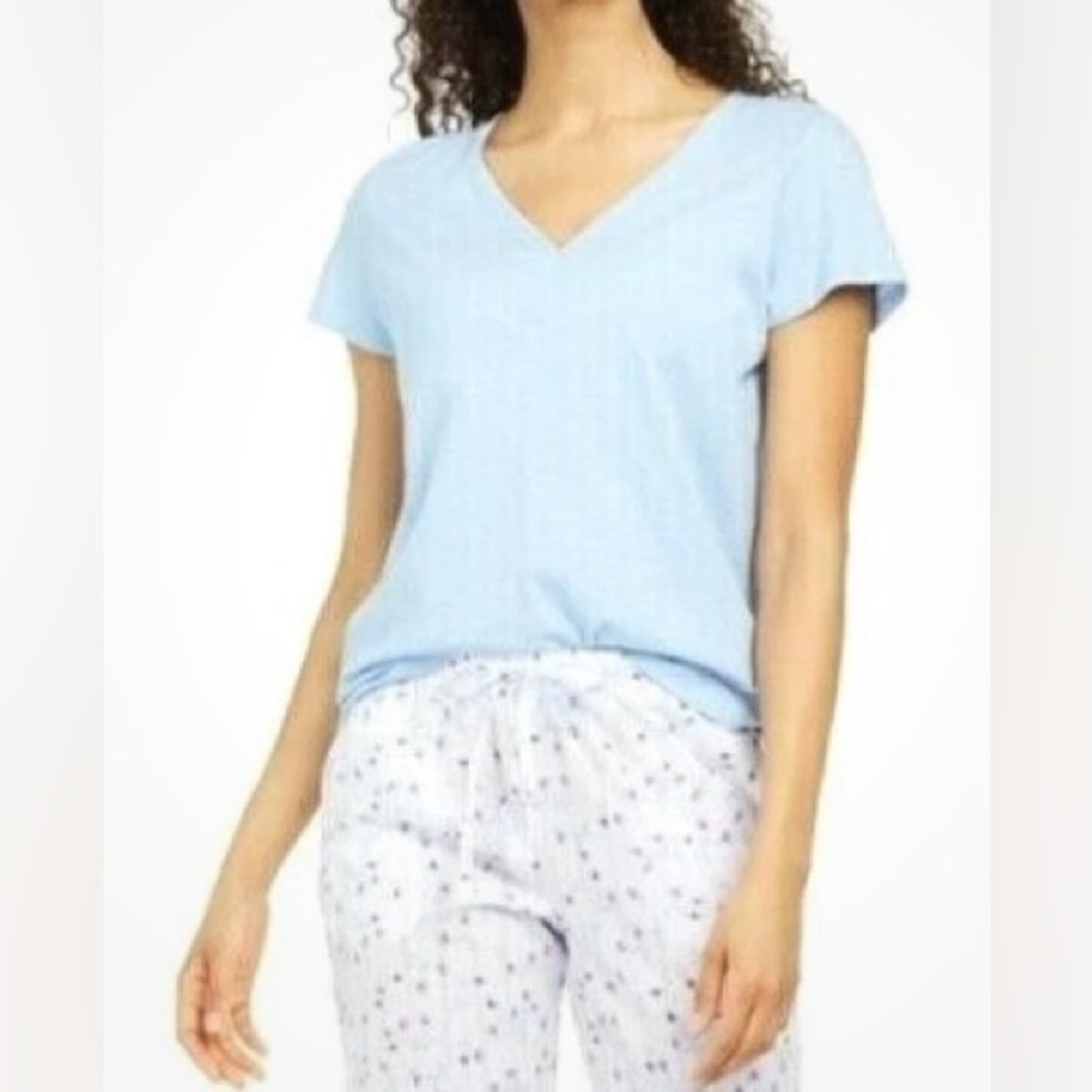 Charter Club Size XXL V-Neck Top Sleep Shirt Cute Mint Blue NEW!